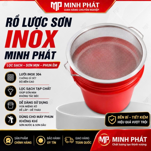 Rỗ Lược Bột - Lược Sơn Inox 201 2 Lớp Lưới Minh Phát Kích Thước 30cm