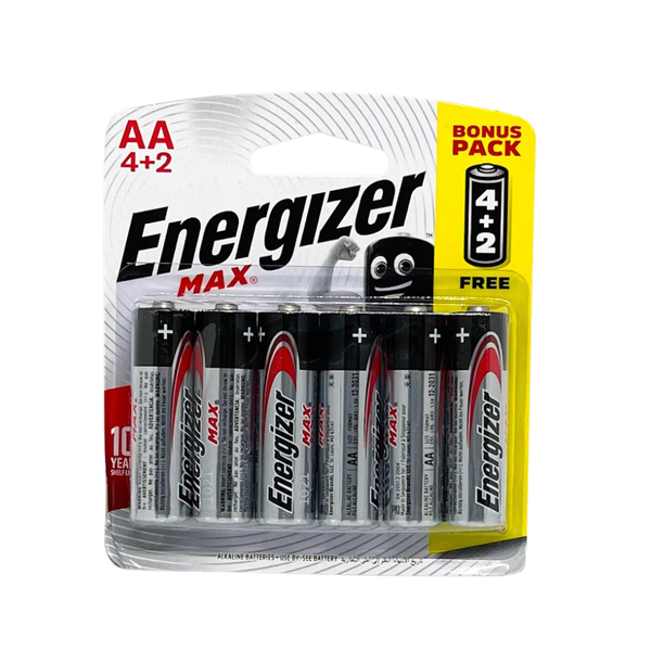 Vỉ 6 Viên Pin AA Energizer Max AA E91 BP4+2