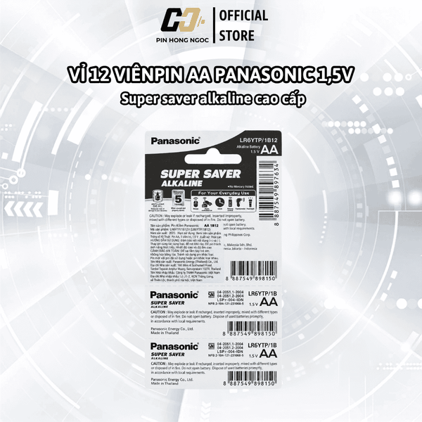 Vỉ 12 Viên Pin AA Panasonic LR6YTP1B12V Super Saver Alkaline 1.5V