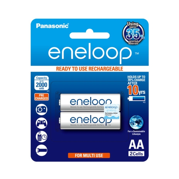 Vỉ 2 Viên Pin sạc AA Panasonic Eneloop BK-3MCCE 2000 mAh chính hãng
