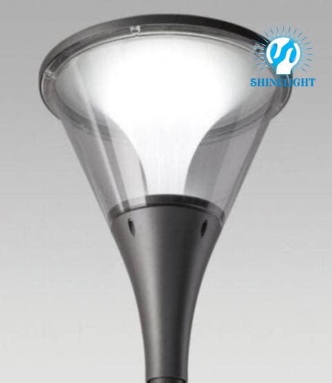 Đầu đèn sân vườn DDSVSLK1 dáng loe, chụp kính trong, ánh sáng trắng, thân màu xám