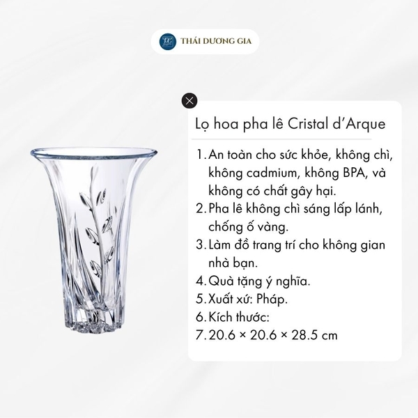 Lọ hoa pha lê 30cm Pháp Cristal d’Arque: Cassandra-21489