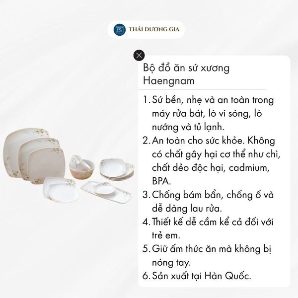 Bộ đồ ăn Lemon Tree sứ xương Hàn Quốc Haengnam