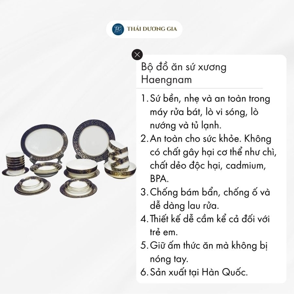 Bộ đồ ăn Windsor 25 chi tiết sứ xương Hàn Quốc Haengnam 6951