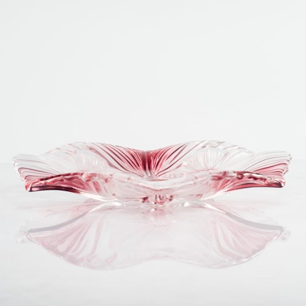 Đĩa thủy tinh màu trắng hồng 24cm thả hoa, đựng hoa quả Walther-Glas: Miranda Satin Rose-1217363