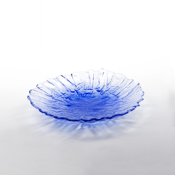 Đĩa thủy tinh màu xanh dương 24cm thả hoa, đựng hoa quả Walther-Glas: Rocks Blau-1400498