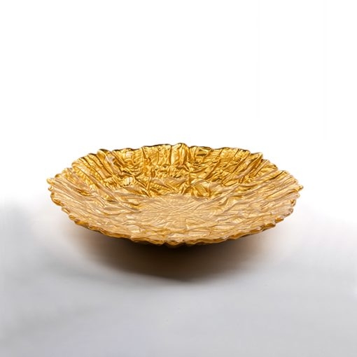 Đĩa thủy tinh màu vàng 24cm thả hoa, đựng hoa quả Walther-Glas: Rocks Golddecor-1400237