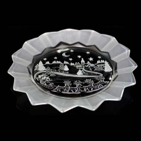 Đĩa hình ông già Noel cưỡi xe tuần lộc 33,5cm Walther-Glas: Silent Night Satin-1201117
