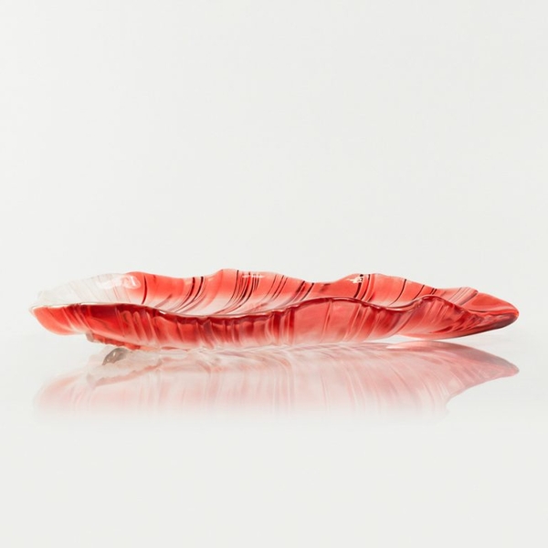 Đĩa thủy tinh màu đỏ 44,5cm thả hoa, đựng hoa quả Walther-Glas: Miranda Satin Red Black-1400174