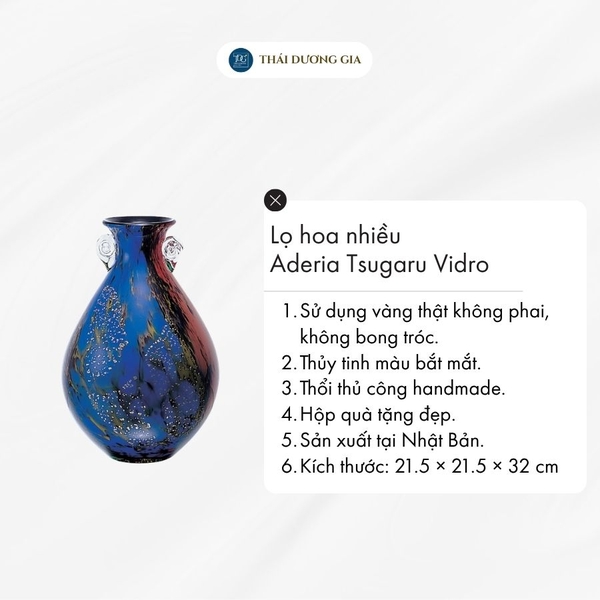 Lọ hoa nhiều màu cao 31cm Nhật Bản Aderia Tsugaru Vidro F-79823