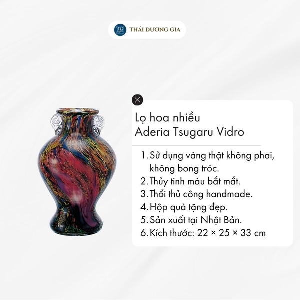 Lọ hoa nhiều màu cao 30cm Nhật Bản Aderia Tsugaru Vidro F-79824