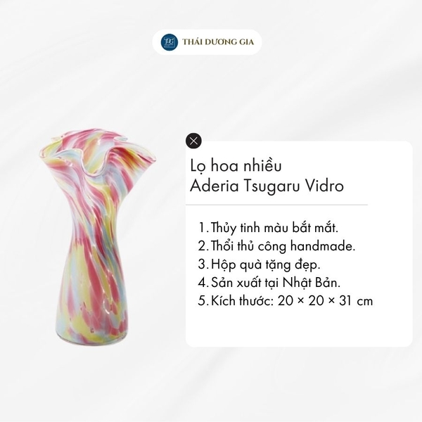 Lọ hoa nhiều màu Frill Mix cao 30cm Nhật Bản Aderia Tsugaru Vidro F-77338
