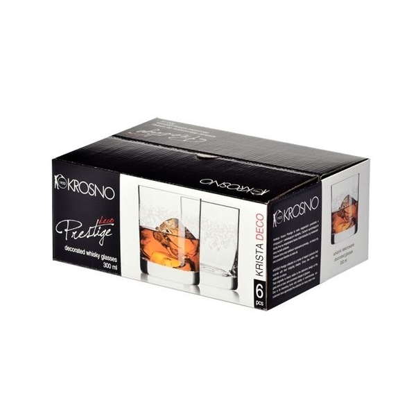 Bộ ly, cốc thủy tinh 6 chiếc uống rượu cao cấp khảm hoa văn dáng thấp 300ml Ba Lan Krosno-786193