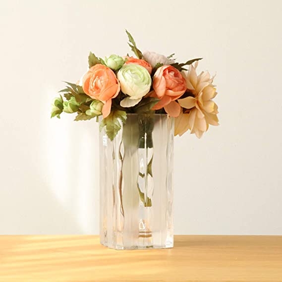 Lọ hoa chữ nhật vân trắng đục 17,2cm Nhật Bản Aderia 8526