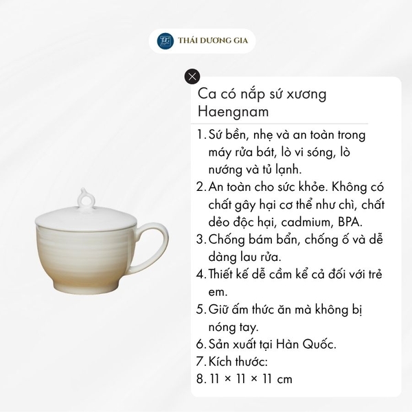 Ca có nắp 360cc sứ xương Hàn Quốc Haengnam MB-1204