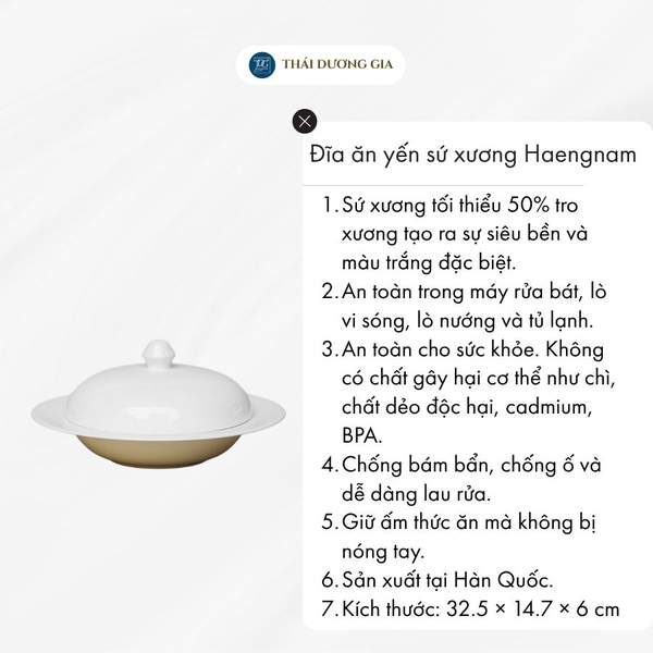 Đĩa ăn yến sâu lòng 21,5cm trắng sứ tro xương Hàn Quốc Haengnam MB-2131