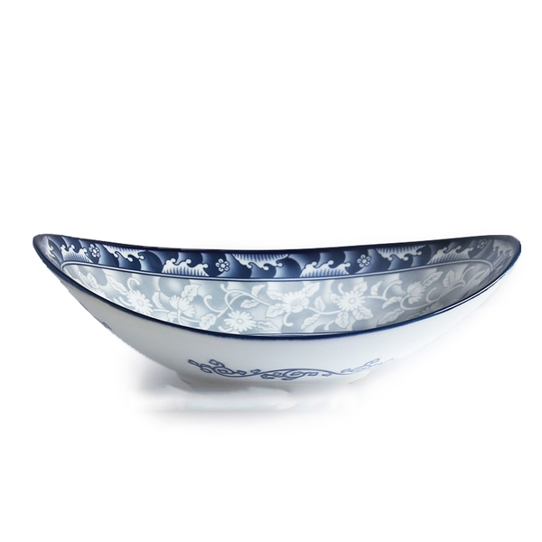 Đĩa dáng thuyền 24cm sứ hoa văn cao cấp Hàn Quốc Sambo MD-084