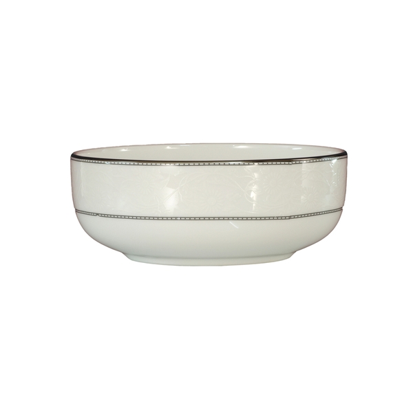 Bát mỳ 14cm trắng sứ tro xương viền bạc Hàn Quốc Haengnam 9042