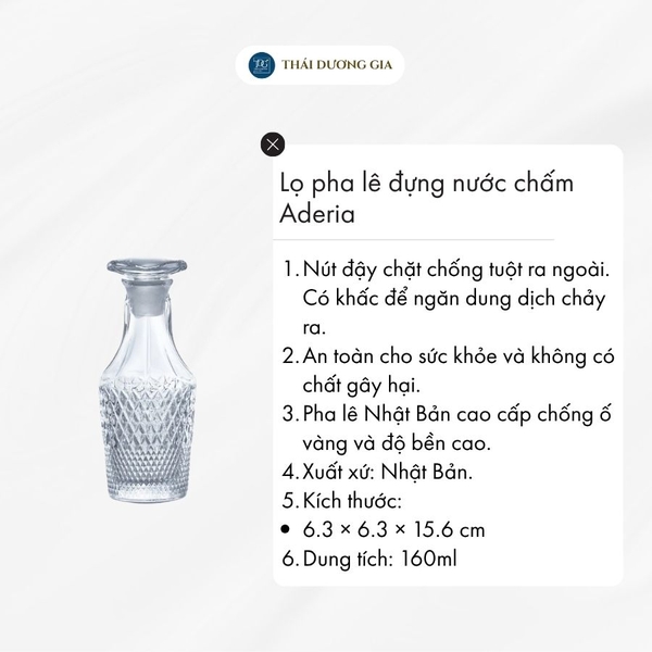 Lọ pha lê đựng nước chấm 160ml Nhật Bản Aderia NT-211