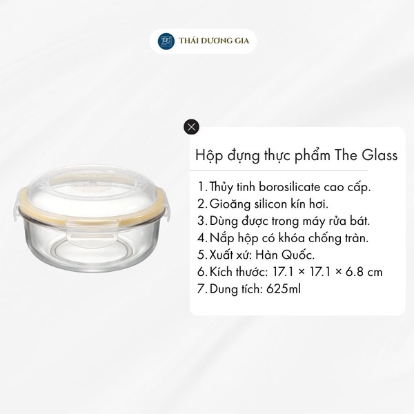 Hộp đựng thực phẩm tròn Hàn Quốc The Glass