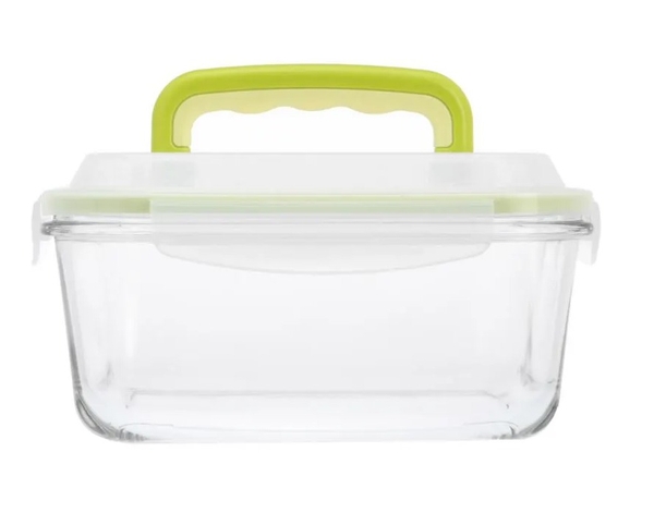 Hộp đựng thực phẩm chữ nhật có quai xách 1800ml Hàn Quốc The Glass-P748