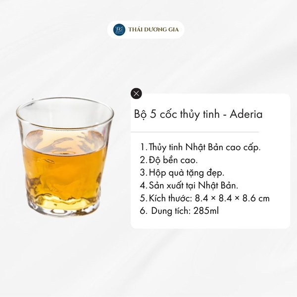 Bộ 5 cốc thủy tinh 285ml Nhật Bản Aderia S-5766