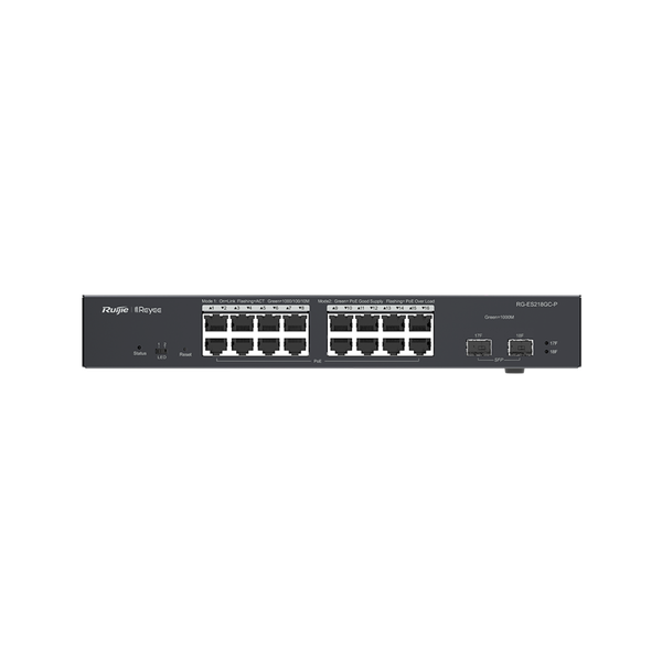Switch PoE Ruijie RG-ES218GC-P (16 PoE Gigabit, 2 SFP, 240W)