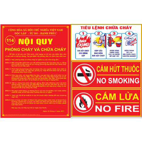 Bộ bảng tiêu lệnh chữa cháy bằng MIKA cao cấp (bộ 4 tấm)