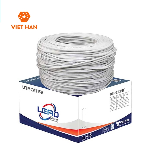 Dây mạng Cat5e Việt Hàn LEAD UTP26AWG màu trắng