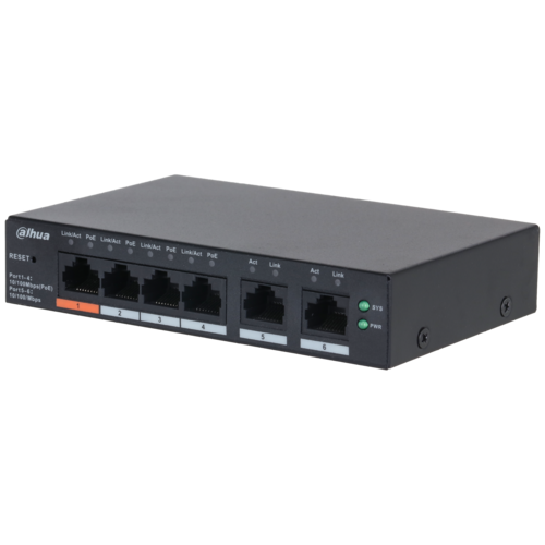 Switch PoE DAHUA DH-CS4006-4ET2GT-36 (Cloud, 4 PoE, 2 uplink, 36W)