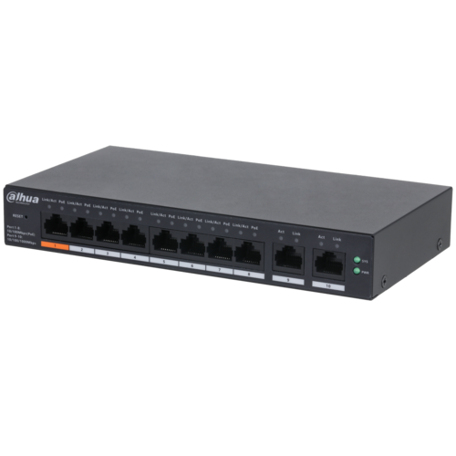 Switch PoE DAHUA DH-CS4010-8ET-60 (Cloud, 8 PoE, 2 uplink Giga, 60W)