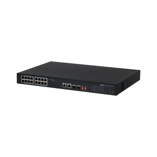 Switch PoE DAHUA DH-PFS3218-16ET-135 (16 PoE, 2 uplink Gigabit hoặc 2 SFP, 135W)