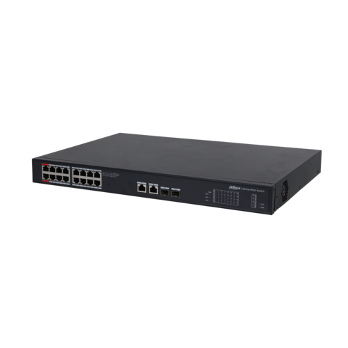 Switch PoE DAHUA DH-PFS3220-16GT-240 (16 PoE Gigabit, 2 uplink Gigabit, 2 SFP, 240W)
