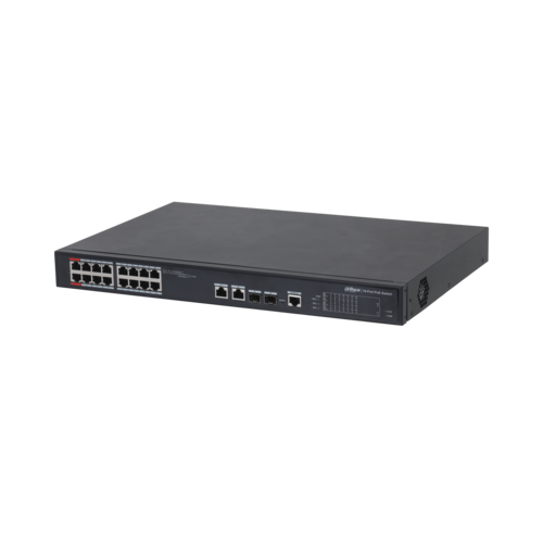 Switch PoE DAHUA DH-PFS4218-16ET-190 (16 PoE, 2 uplink Gigabit hoặc 2 SFP, 190W)