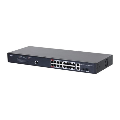 Switch PoE DAHUA DH-PFS4218-16GT-130 (16 PoE Gigabit, 2 uplink Gigabit hoặc 2 SFP, 130W)