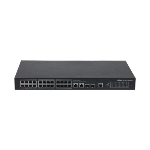 Switch PoE DAHUA DH-PFS4226-24GT-370 (24 PoE Gigabit, 2 uplink Gigabit hoặc 2 SFP, 370W)