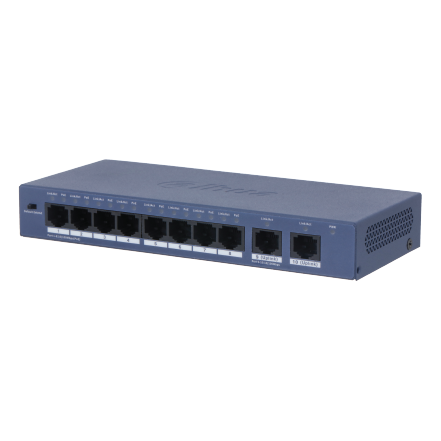 Switch PoE DAHUA DH-S3010-8ET2ET-60 (8 PoE, 2 uplink, 60W)