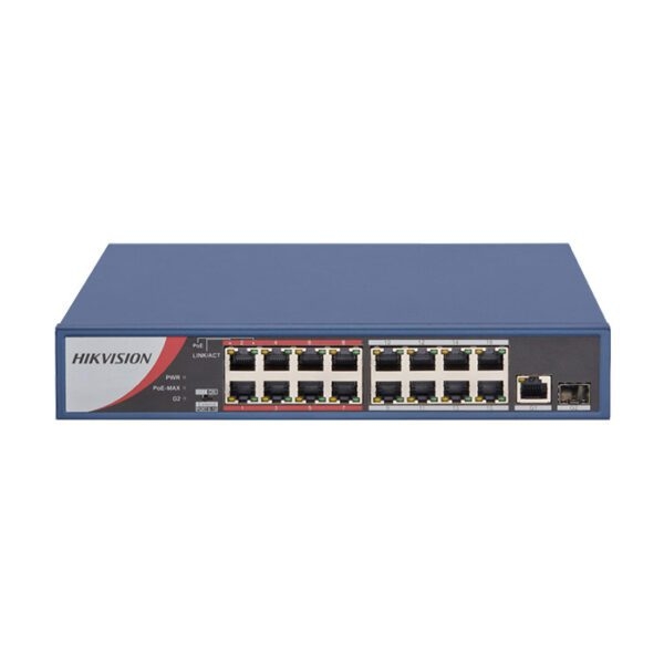 Switch PoE Hikvision DS-3E0318P-E/M(B) (16 PoE, 1 uplink Gigabit, 1 SFP, 135W)