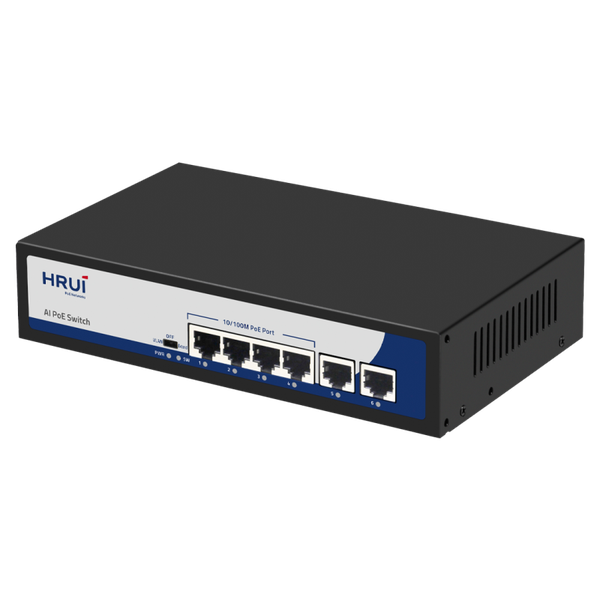 Switch PoE HRUI HR900-AF-42N (4 PoE + 2 uplink)
