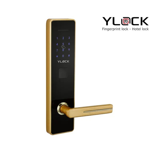 Khóa cửa điện tử YLOCK YL-8853-Gold (Thẻ từ, Mật mã, Khóa cơ)