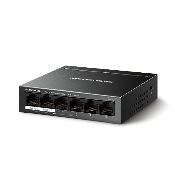 Switch PoE Mercusys MS106LP (4 PoE, 2 Uplink, 40W)