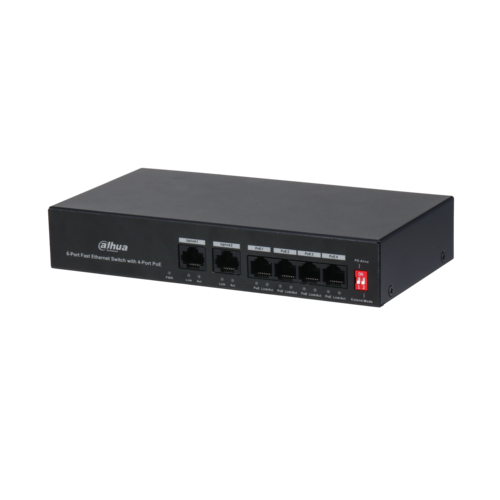 Switch PoE DAHUA DH-PFS3006-4ET-36 (4 PoE, 2 uplink, 36W)