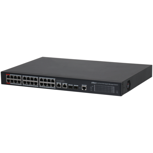 Switch PoE Dahua DH-S4228-24GT-360 (24 PoE Gigabit, 2 uplink Gigabit, 2 SFP, 360W)