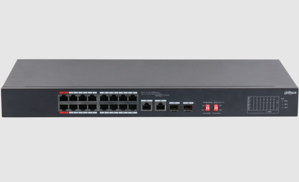 Switch PoE DAHUA DH-S3218-16ET-190 (16 PoE, 2 uplink Gigabit hoặc 2 SFP, 190W)
