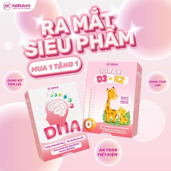 Niraki Ra Mắt Bộ Đôi Vitamin D3K2 và DHA Dạng Xịt Cho Bé