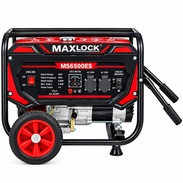 Máy Phát Điện 5KW Chạy Xăng Maxlock MS6500ES Có Đề
