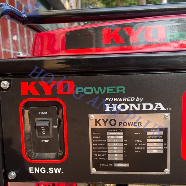 Máy Phát Điện Chạy Xăng Honda Kyo Power 5Kw THG6500EXS Đề