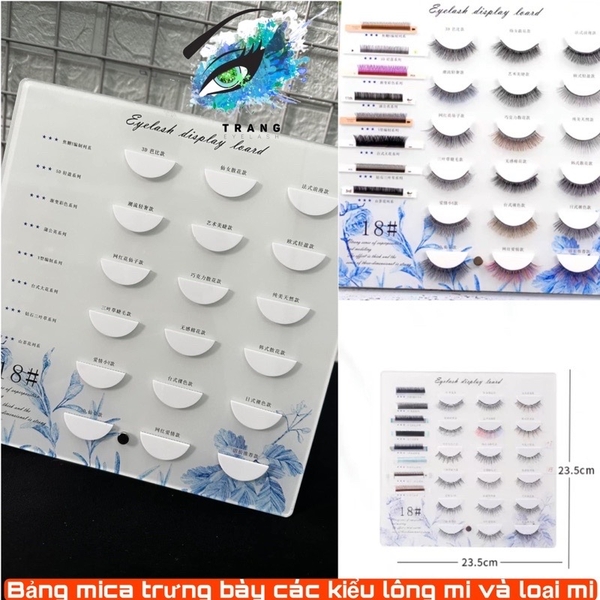 BẢNG MICA TRƯNG BÀY LÔNG MI NỐI, LÔNG MI MAKE UP