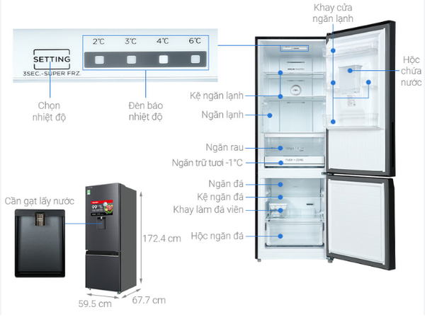Tủ lạnh Toshiba Inverter 322 lít GR-RB405WE-PMV(06)-MG Chính Hãng Nguyên Seal