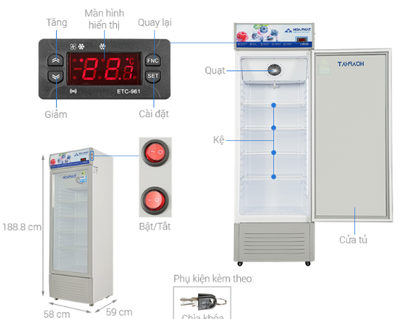 Tủ mát Hòa Phát 1 cánh 242 lít HSR D6242 Chính Hãng Mới 100% Giá Rẻ Nhất